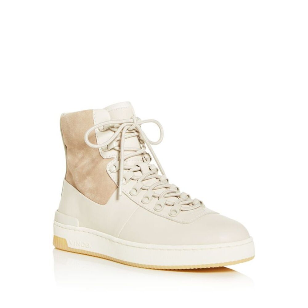VINCE. Womens White Rowan Round Toe Platform Leather Athletic Sneakers 9.5 M